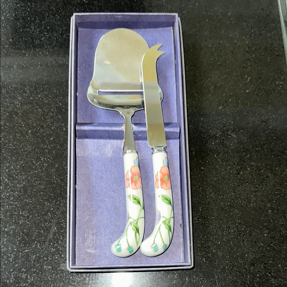 Floral Cheese Knife and Slicer Set